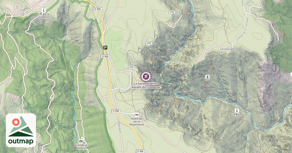 Map of La Garde-Guérin - Gorges du Chassezac