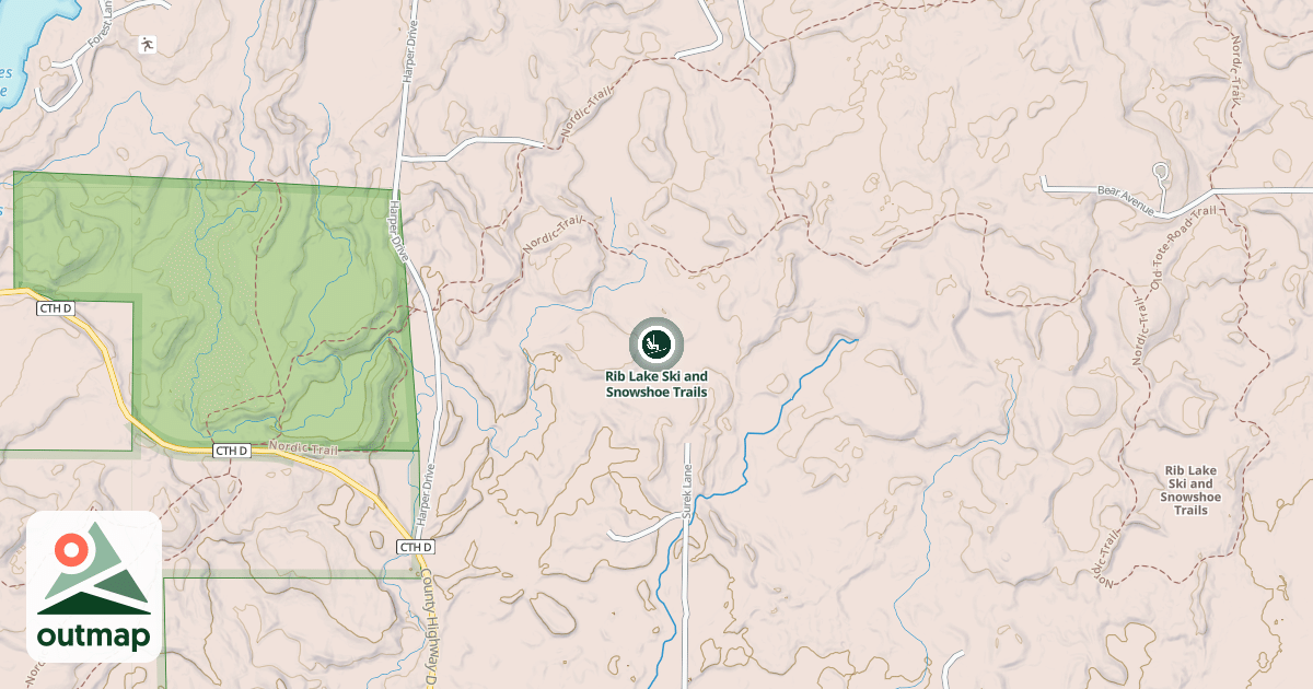 Map of Rib Lake Ski and Snowshoe Trails