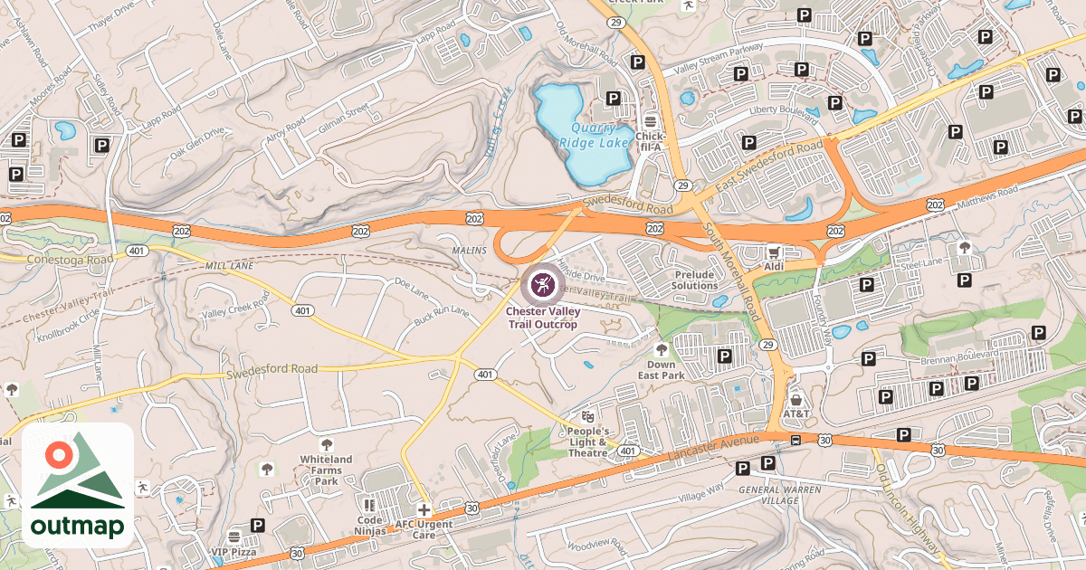 Map of Chester Valley Trail Outcrop