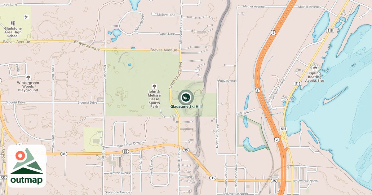 Map of Gladstone Ski Hill