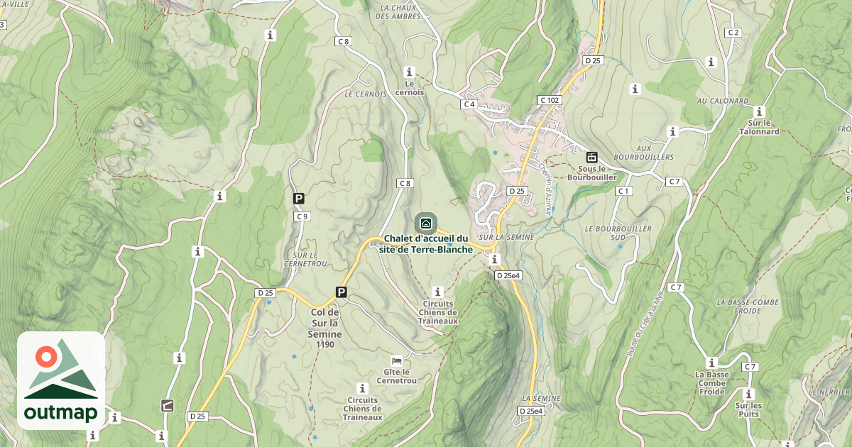 Map of Chalet d'accueil du site de Terre-Blanche