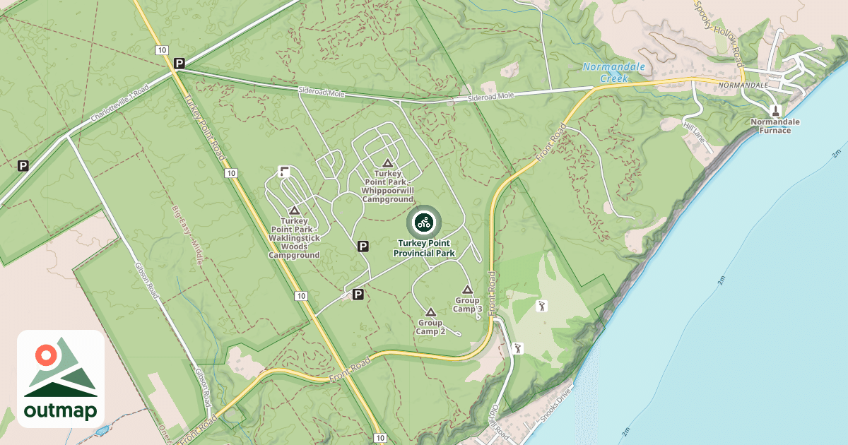 Map of Turkey Point Provincial Park