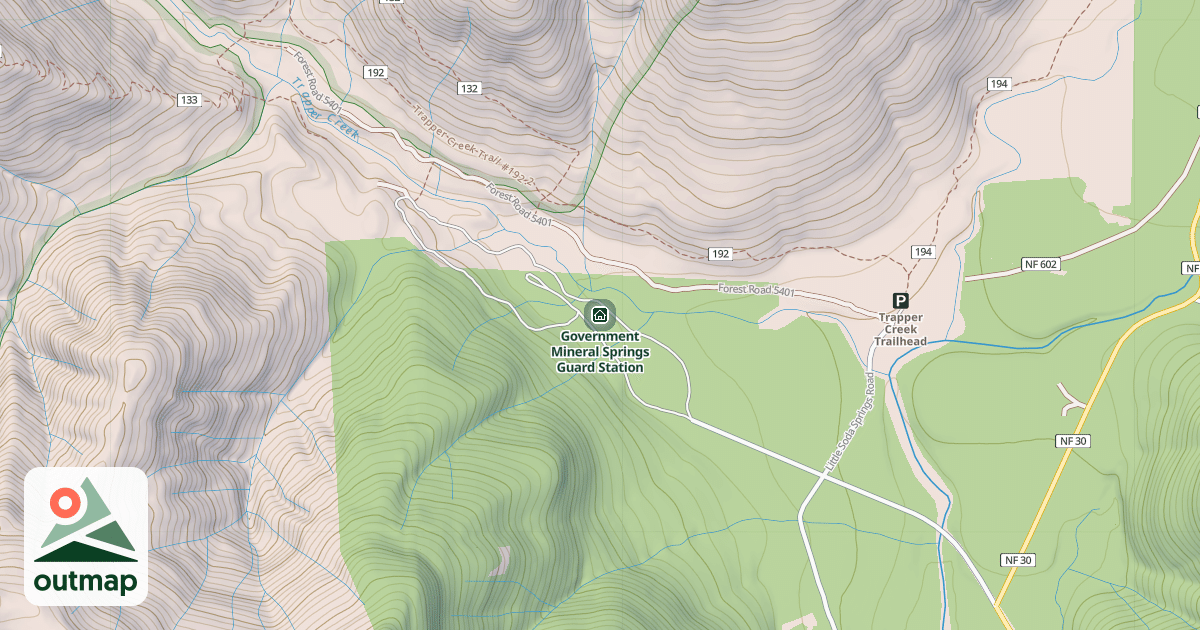 Map of Government Mineral Springs Guard Station
