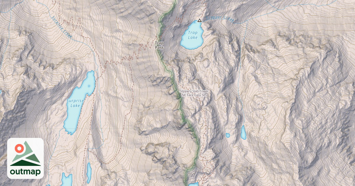 Map of Slippery Slab Tower NE Face