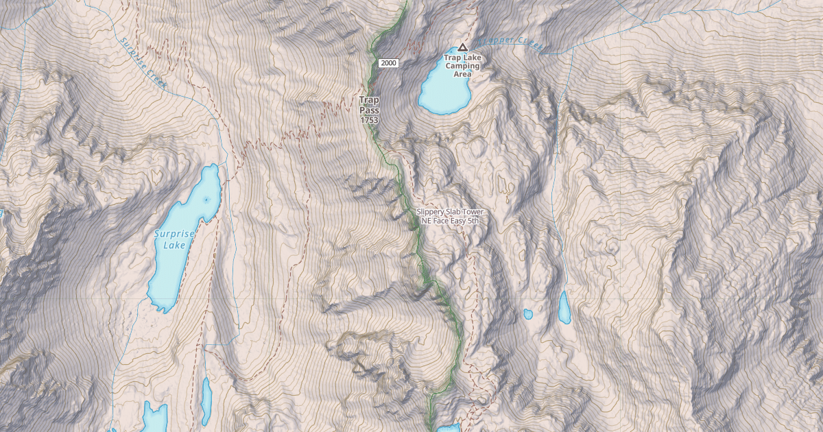 Map preview of Slippery Slab Tower NE Face