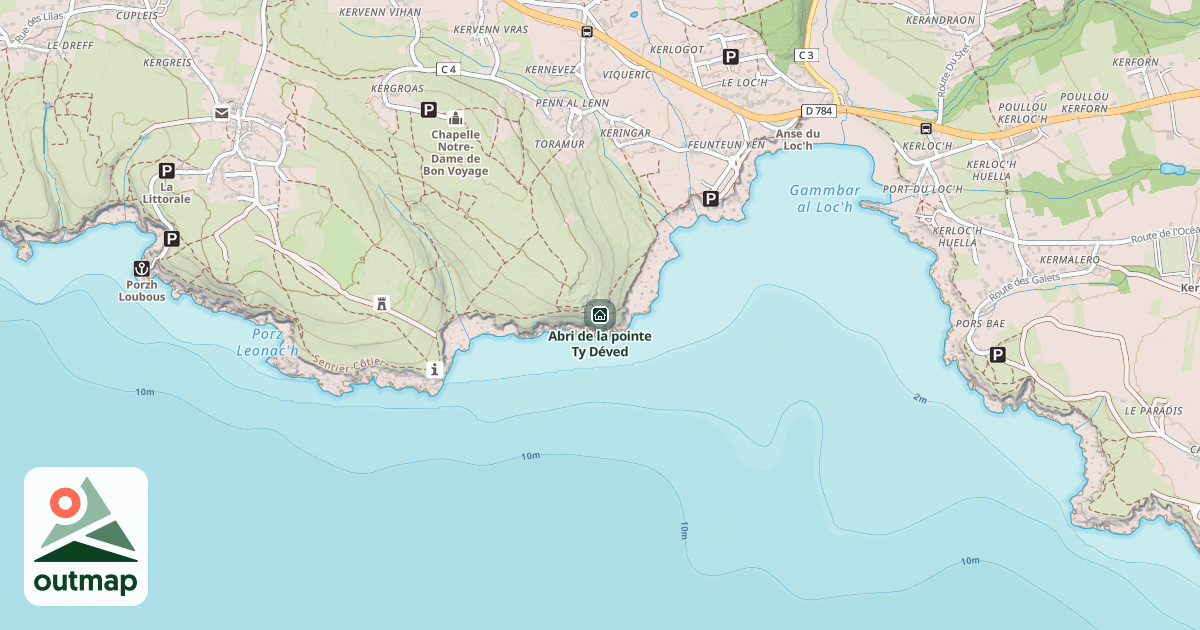 Map of Abri de la pointe Ty Déved
