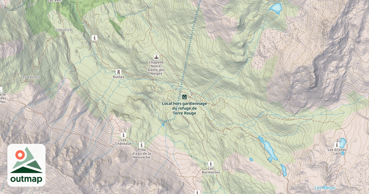 Map of Local hors gardiennage du refuge de Terre Rouge