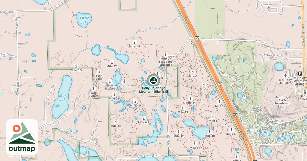Map of Holly-Holdridge Mountain Bike Trail