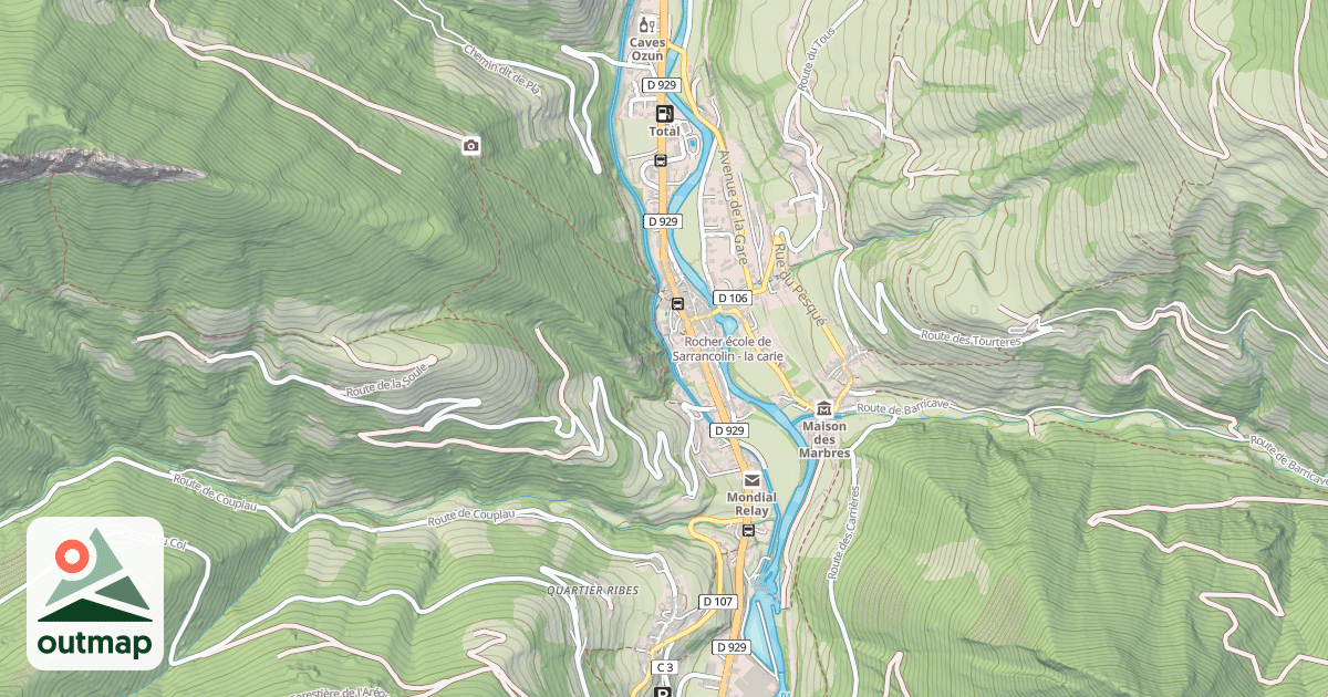 Map of Rocher école de Sarrancolin - la carie