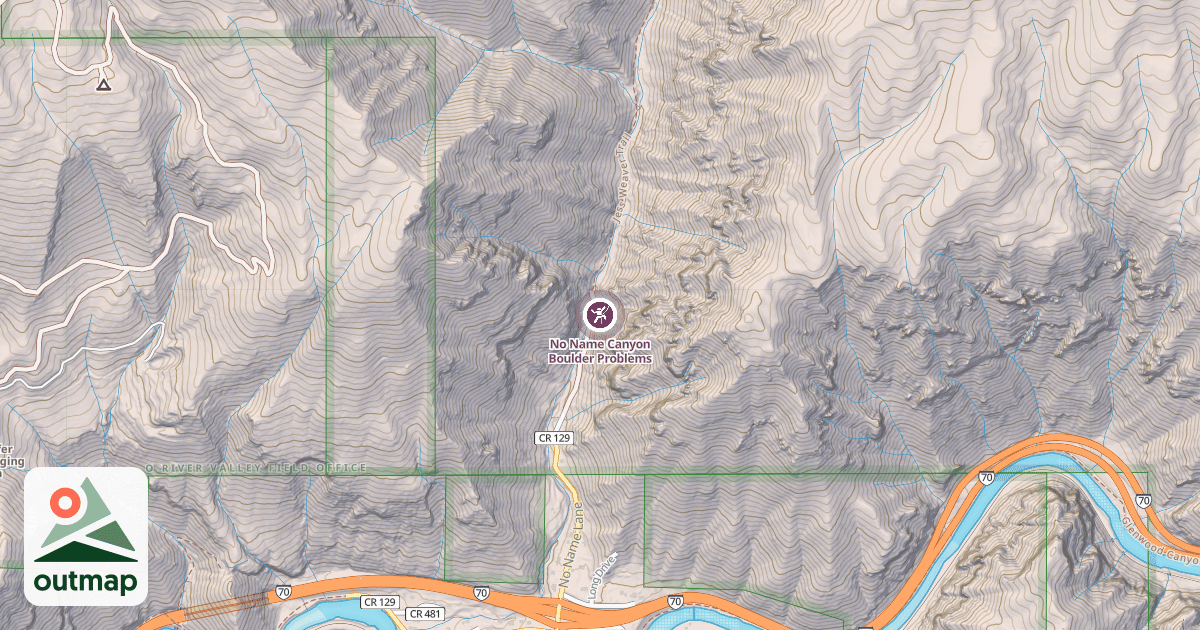 Map of No Name Canyon Boulder Problems