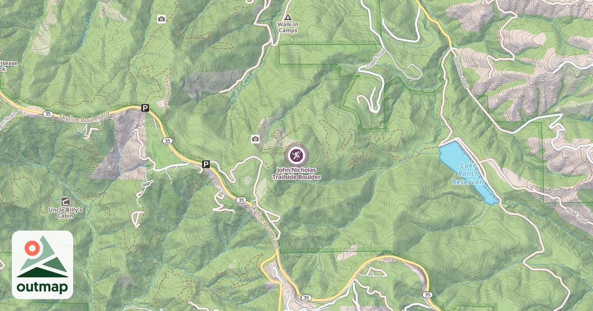 Map of John Nicholas Trailside Boulder