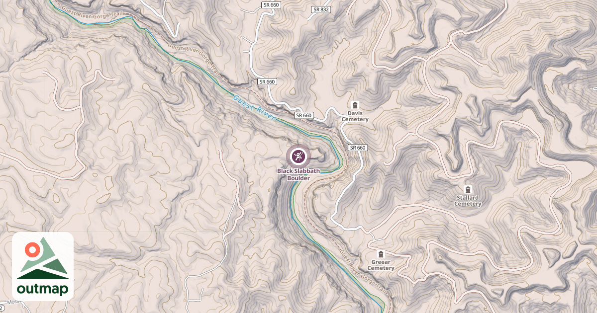 Map of Black Slabbath Boulder