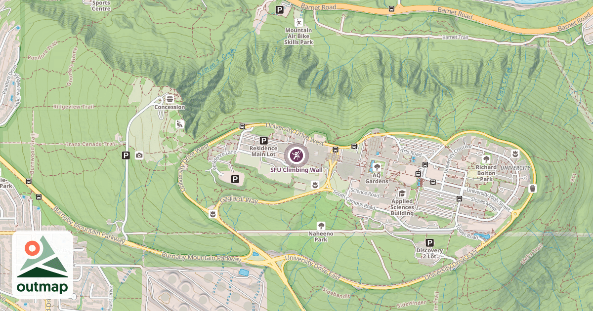 Map of SFU Climbing Wall