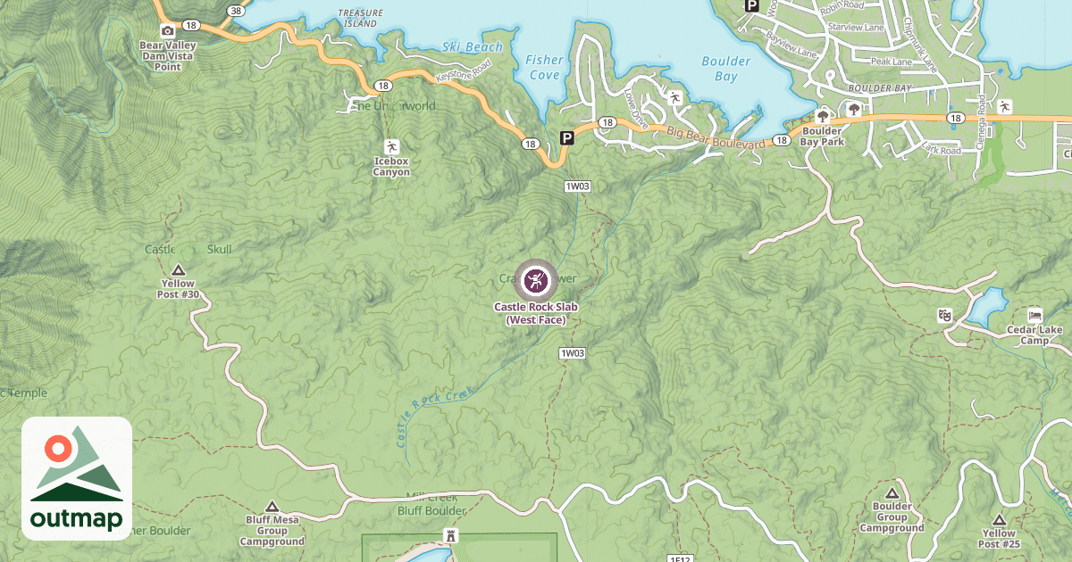 Map of Castle Rock Slab (West Face)