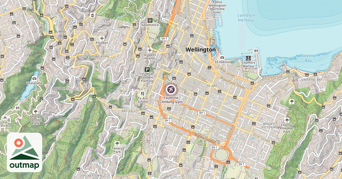 Map of Faultline Climbing Gym