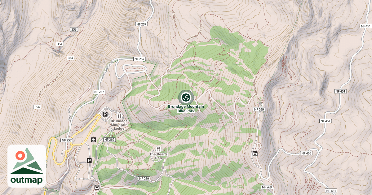 Map of Brundage Mountain Bike Park