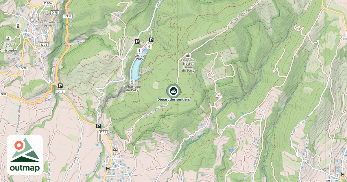 Map of Départ des sentiers