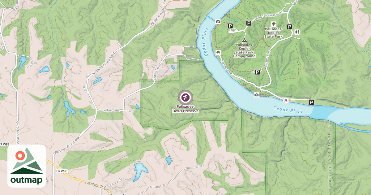 Map of Palisades-Dows Preserve