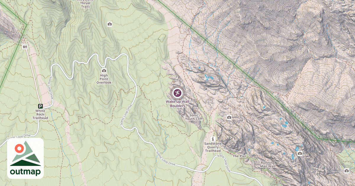 Map of Wake-up Wall Boulders