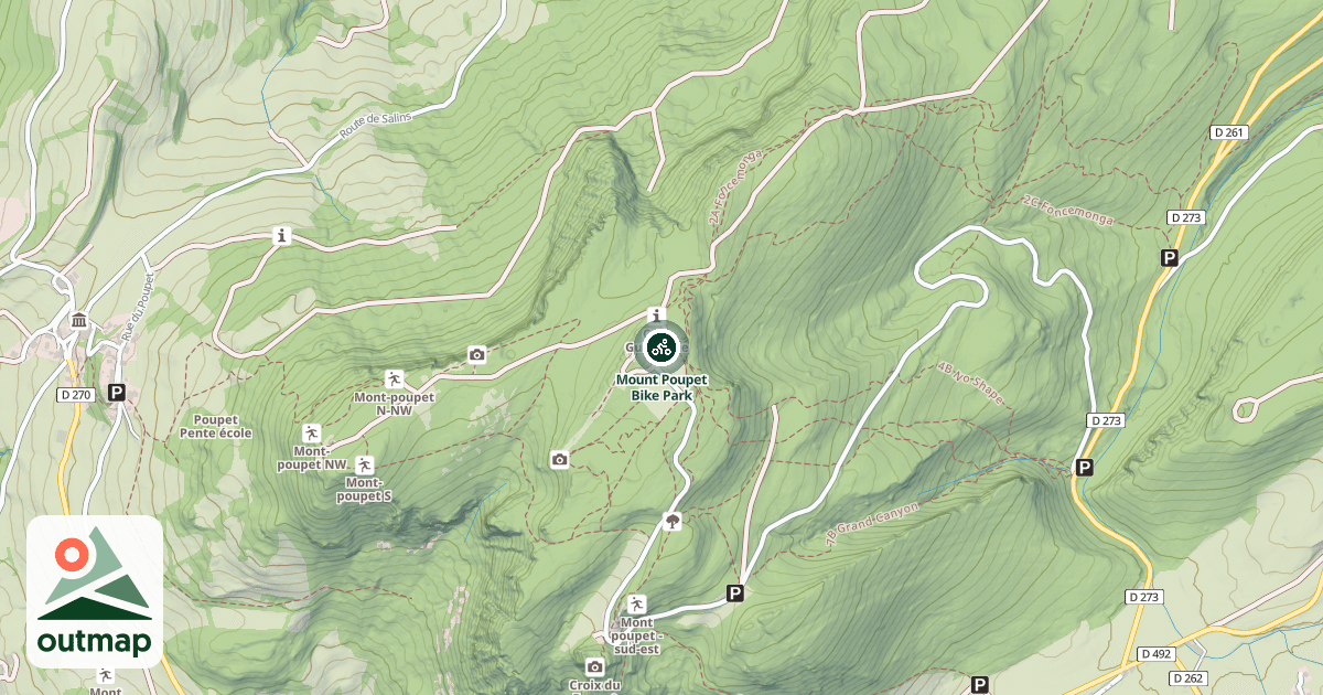 Map of Mount Poupet Bike Park