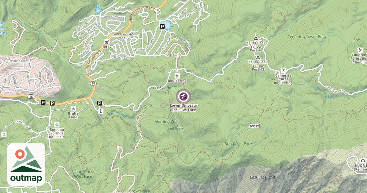 Map of Lower Dinosaur Rock - W. Face