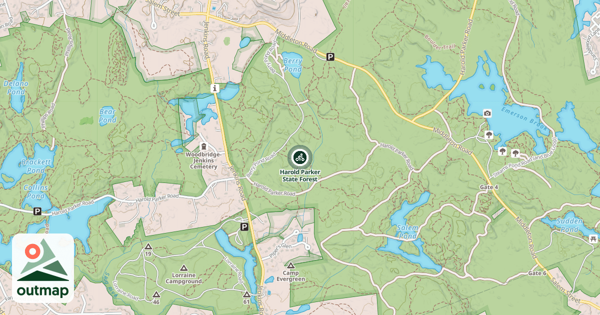 Map of Harold Parker State Forest