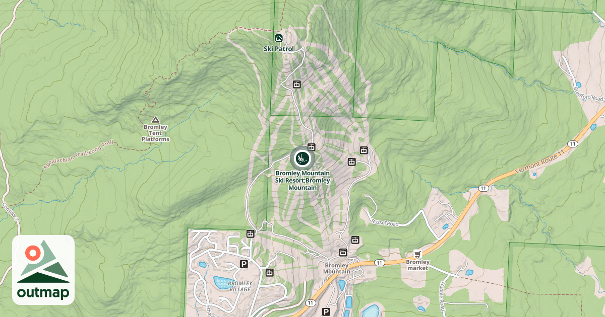 Map of Bromley Mountain Ski Resort;Bromley Mountain