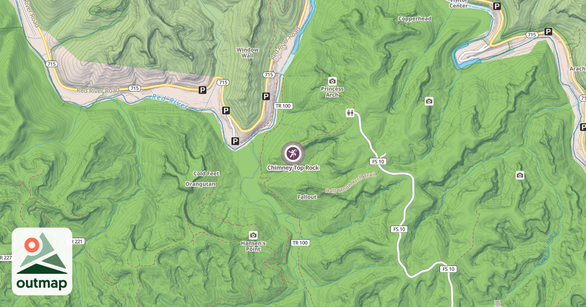 Map of Chimney Top Rock