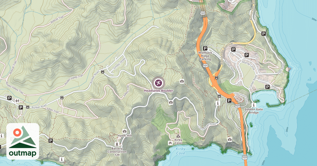 Map of Headlands Boulder