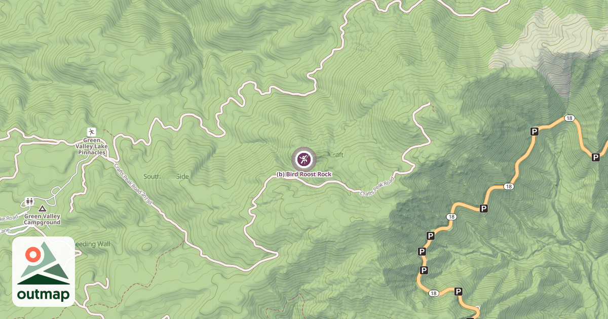 Map of (b) Bird Roost Rock