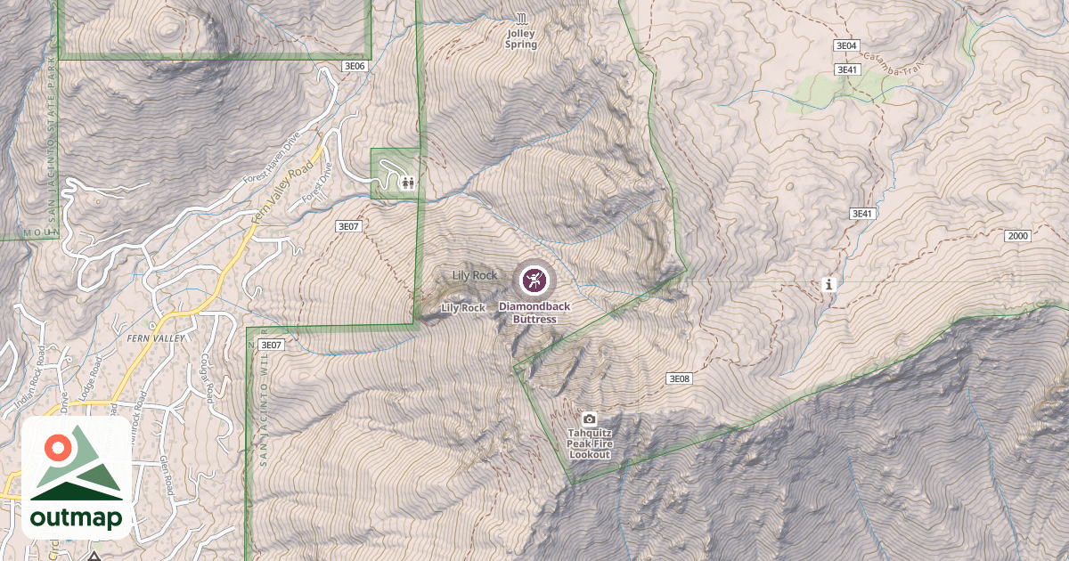 Map of Diamondback Buttress