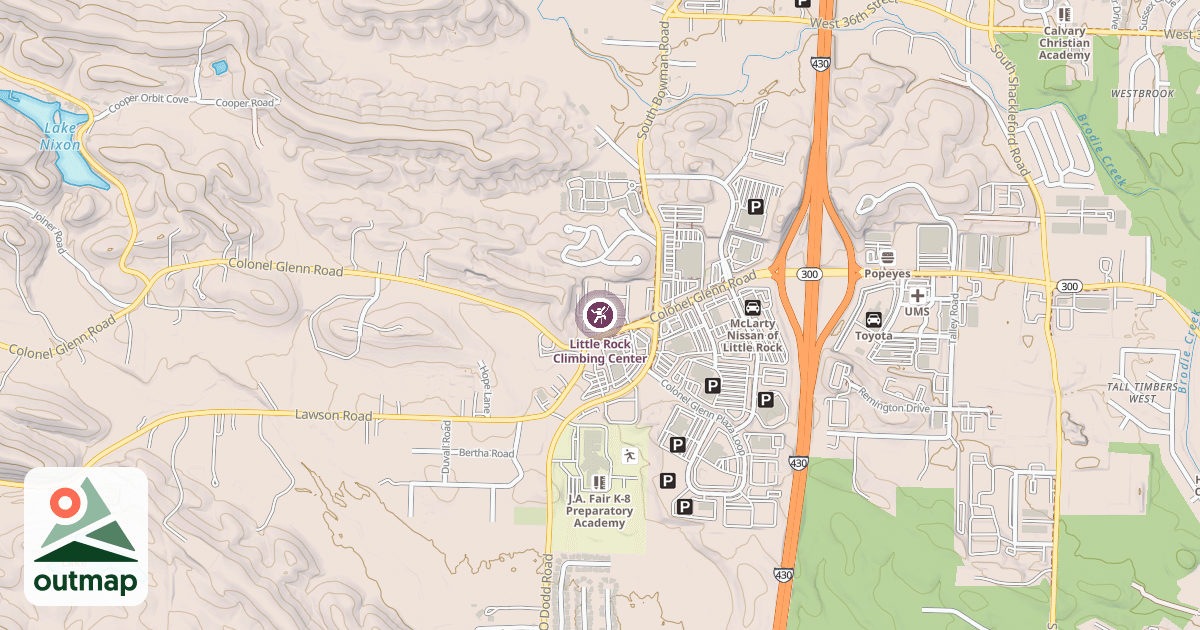 Map of Little Rock Climbing Center