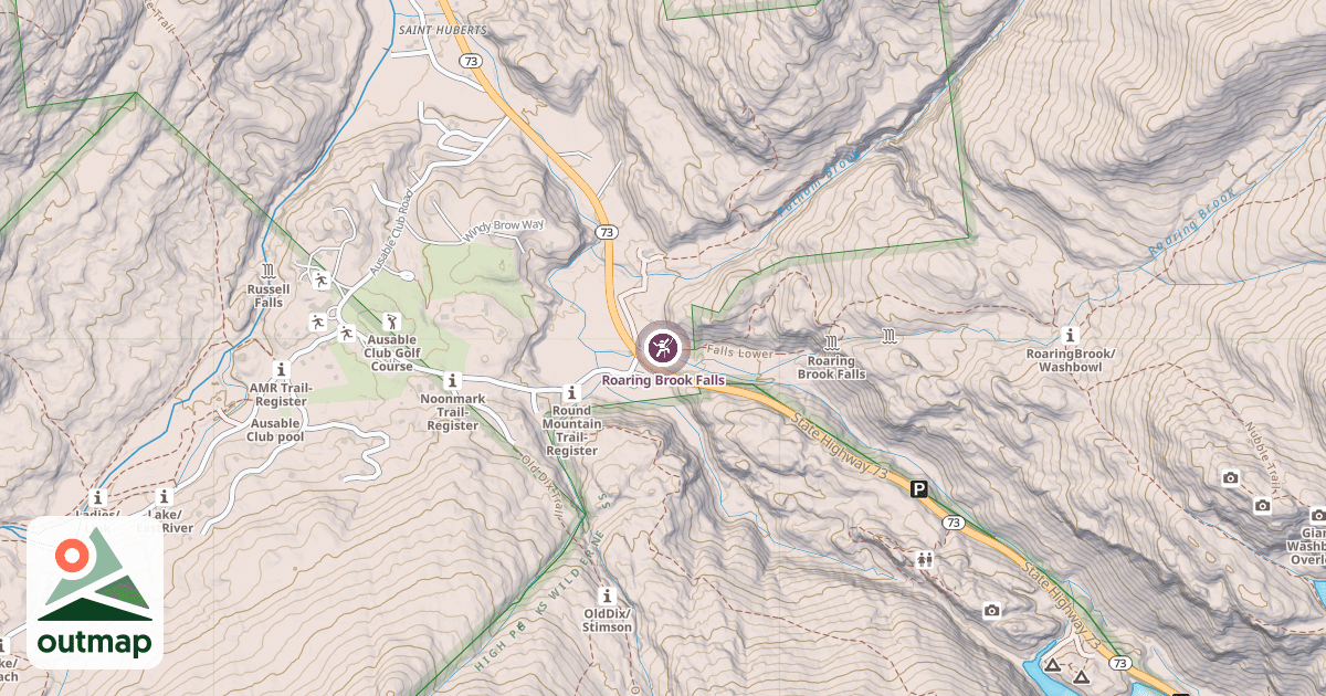 Map of Roaring Brook Falls