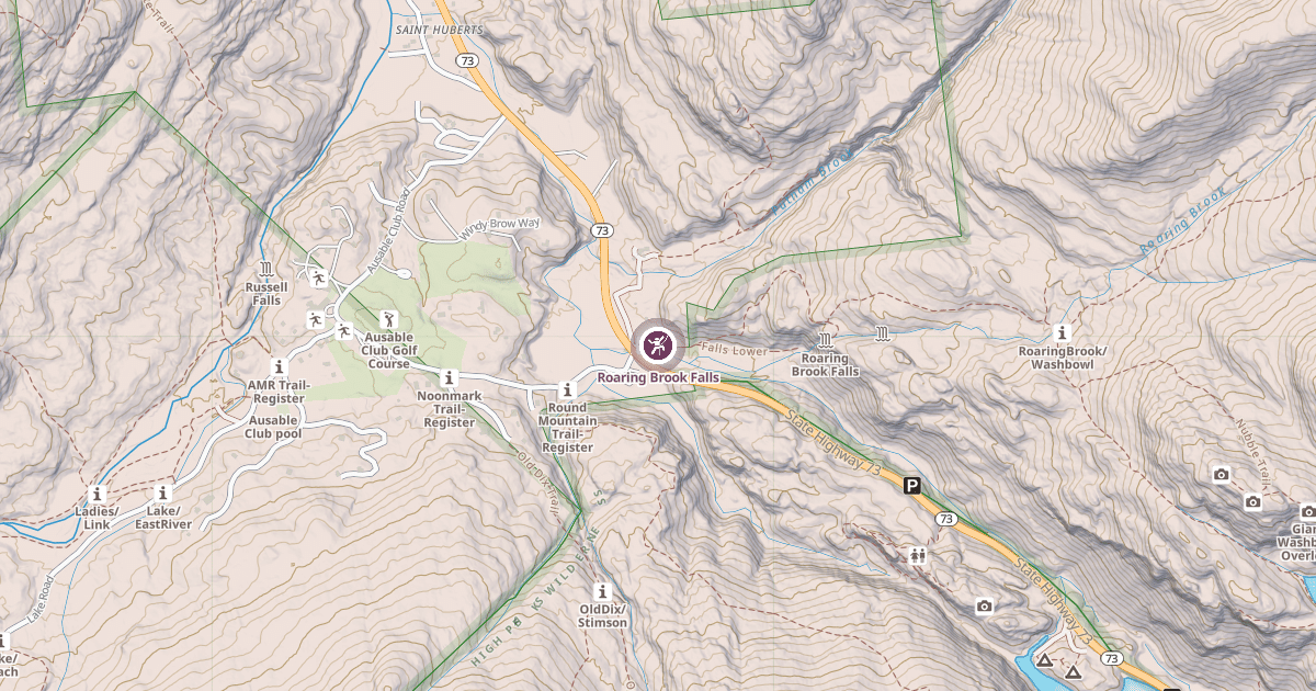 Map preview of Roaring Brook Falls