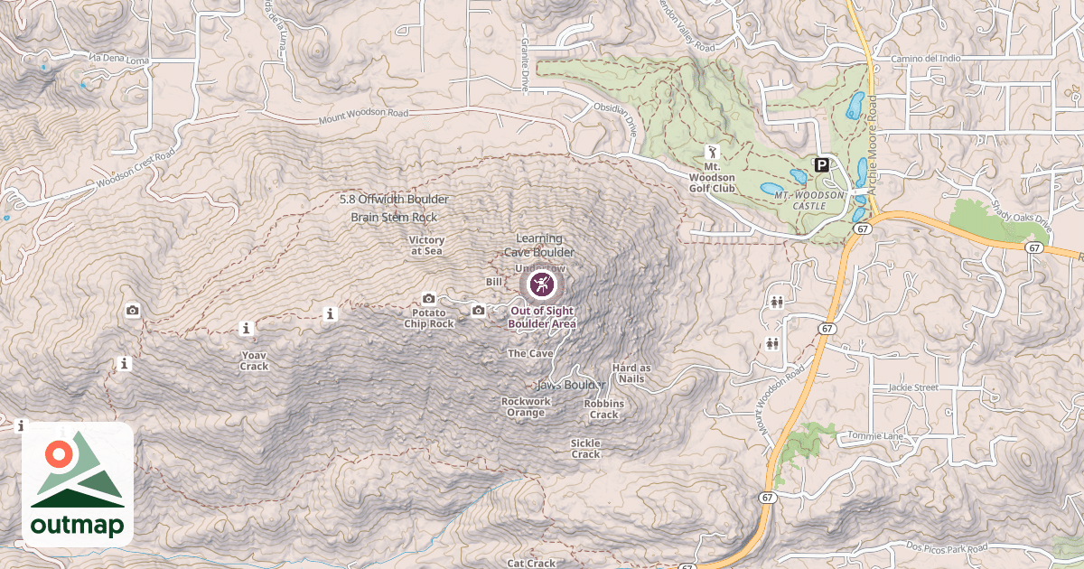 Map of Out of Sight Boulder Area
