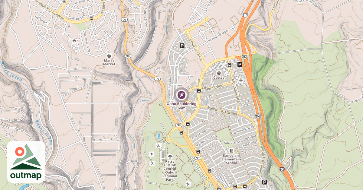Map of Oahu Bouldering Gym