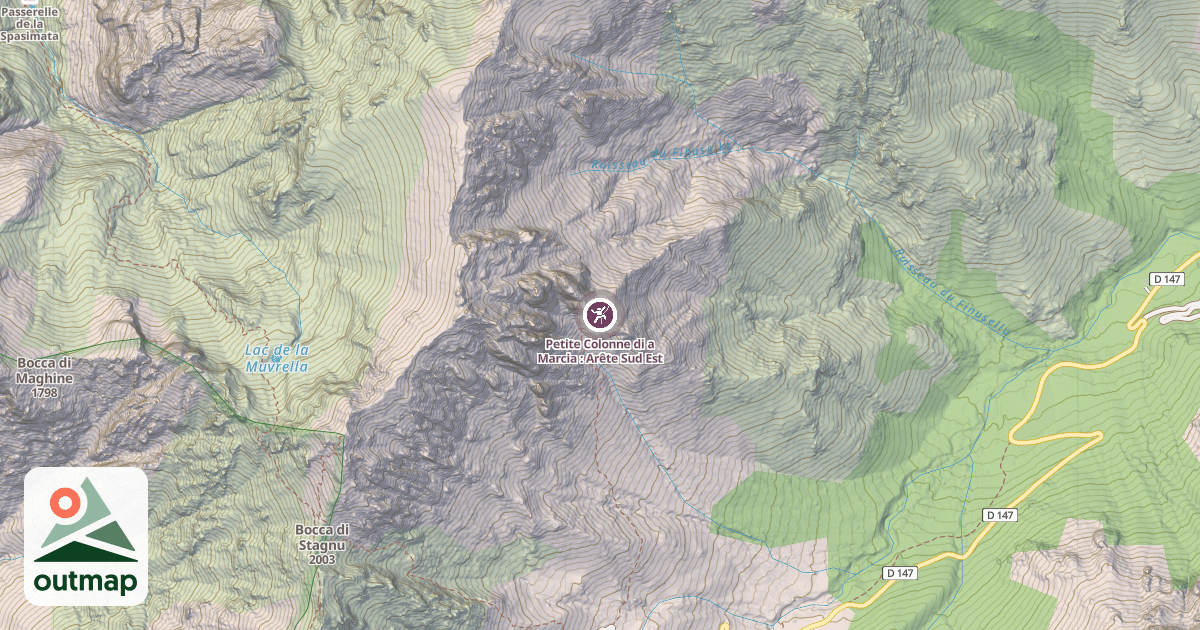 Map of Petite Colonne di a Marcia : Arête Sud Est