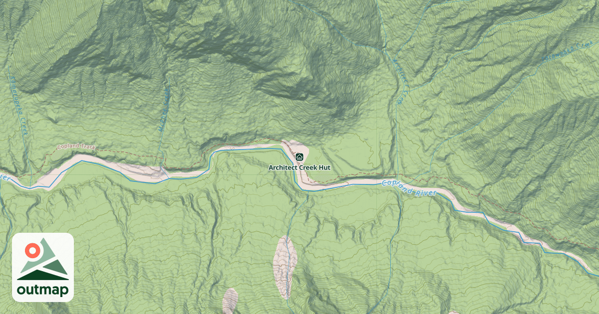Map of Architect Creek Hut