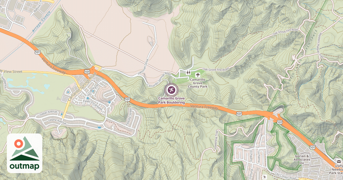 Map of Camarillo Grove Park Bouldering