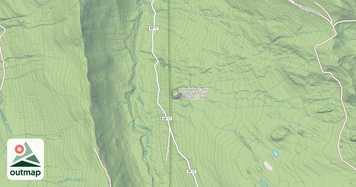 Map of Rainshadow Crack/ Dallas Memorial Route