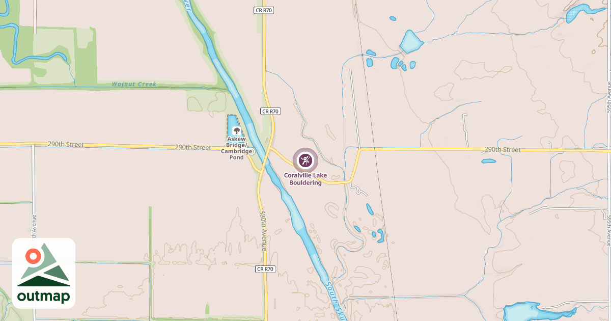 Map of Coralville Lake Bouldering