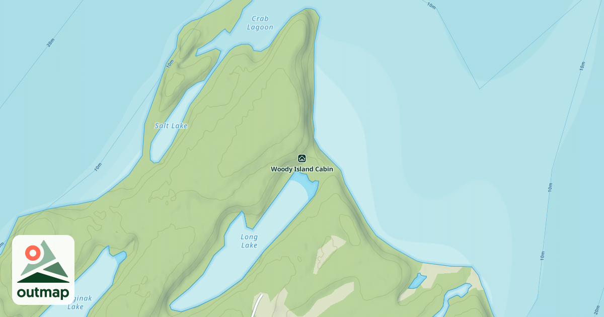 Map of Woody Island Cabin in Kodiak Island