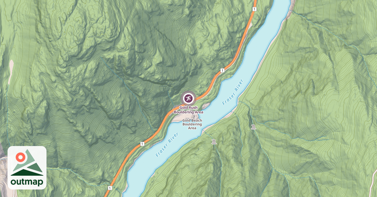 Map of Gold Rush Bouldering Area