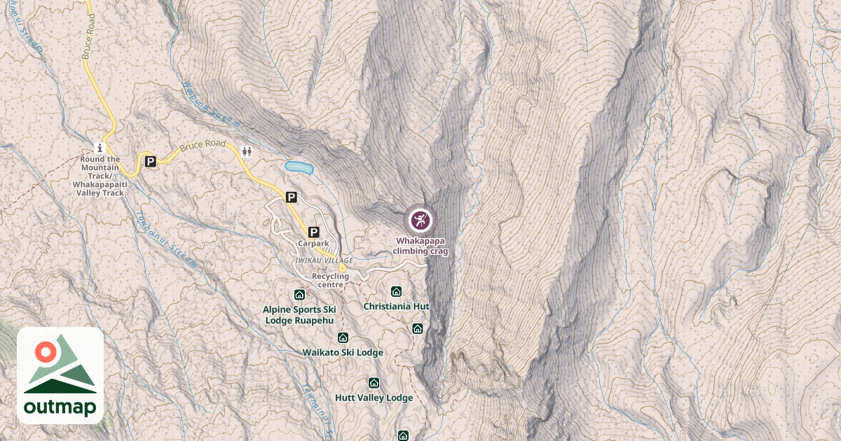 Map of Whakapapa climbing crag