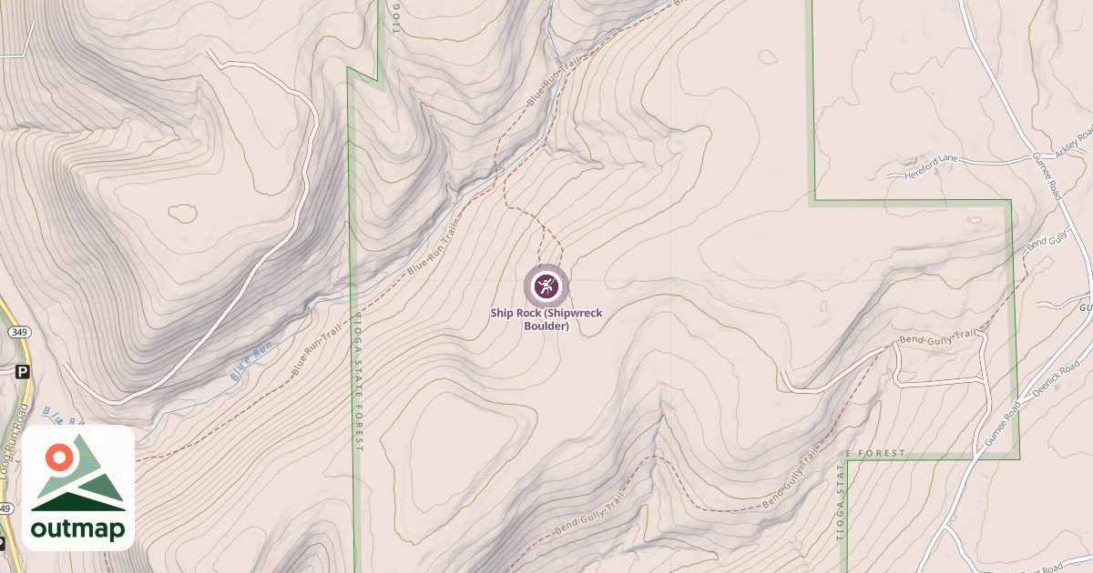 Map of Ship Rock (Shipwreck Boulder)
