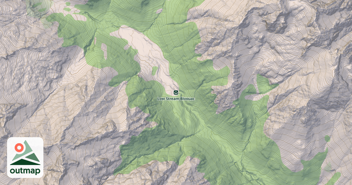 Map of Lost Stream Bivouac