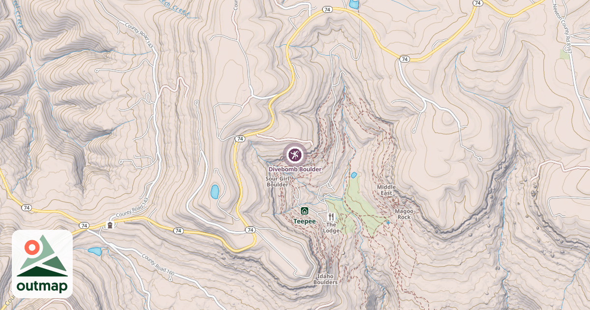 Map of Divebomb Boulder