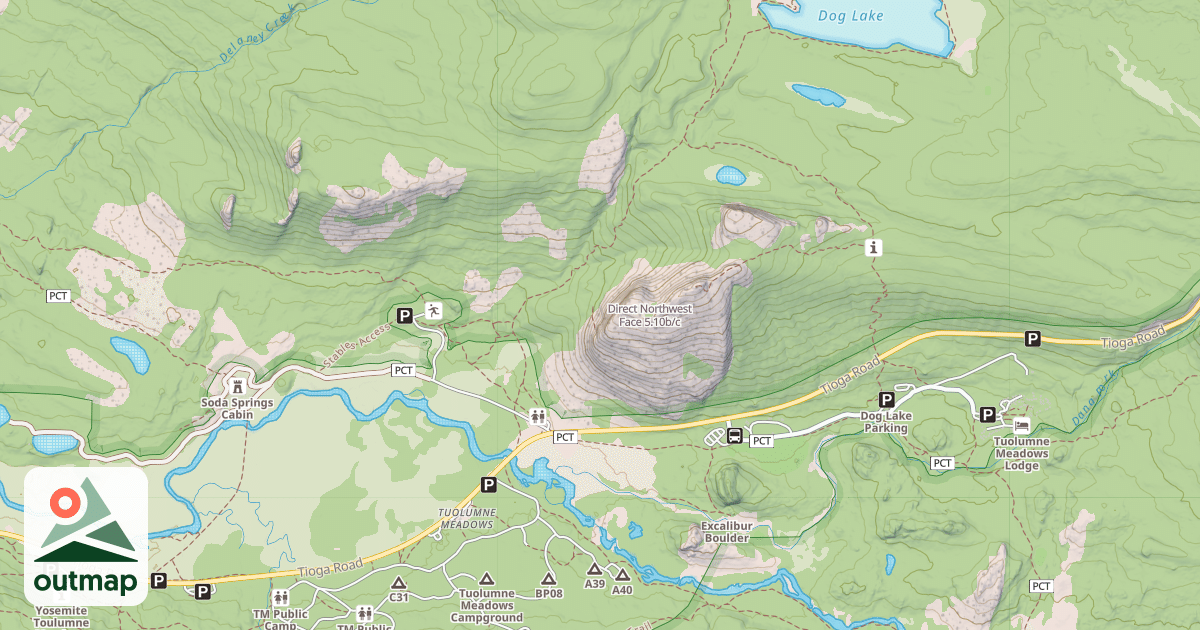 Map of Direct Northwest Face