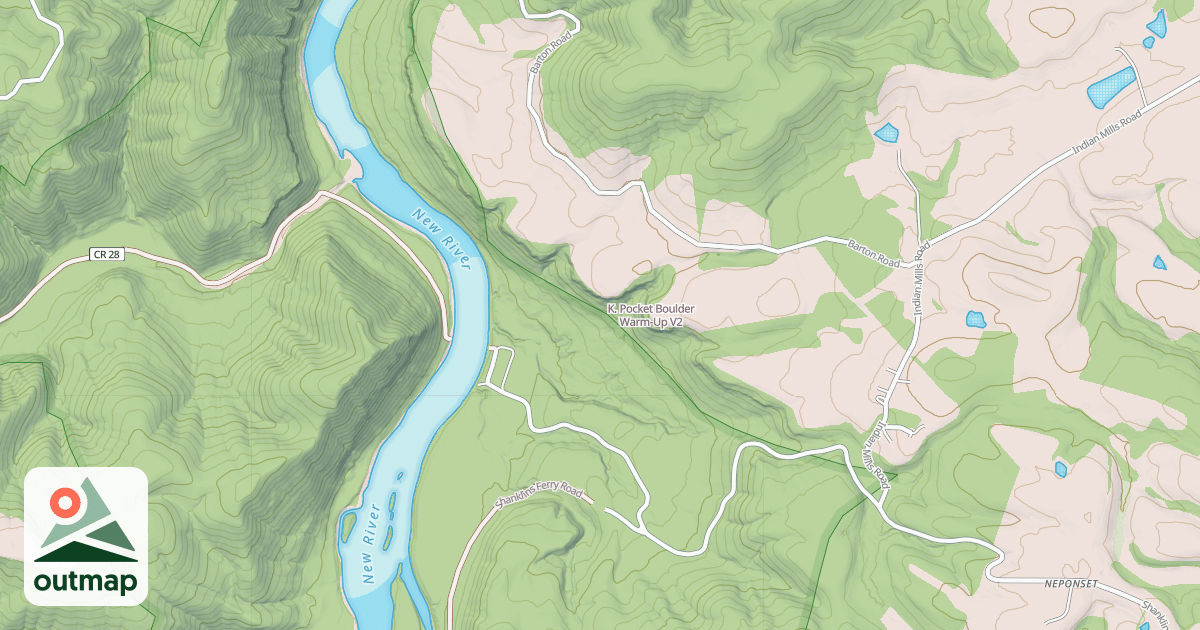 Map of K. Pocket Boulder Warm-Up