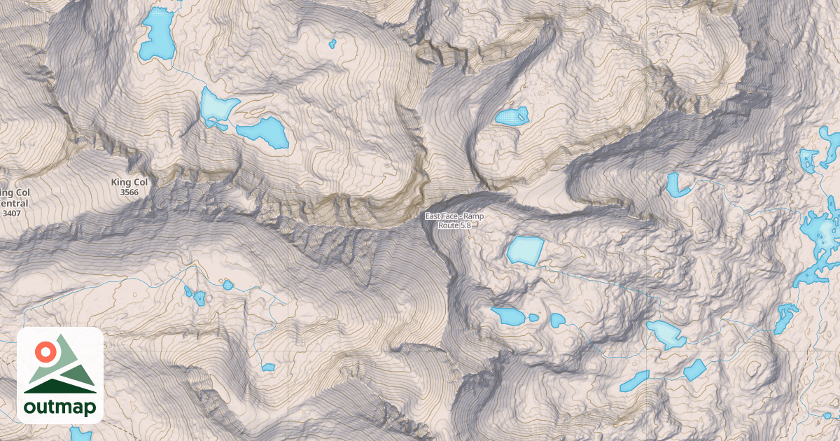 Map of East Face - Ramp Route